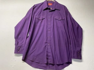 Vintage Ely Plains purple pearl snap western cowboy LS shirt size 17 34/35 - Picture 1 of 6