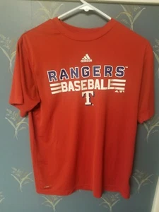 ADIDAS Texas Rangers Baseball Logo T-Shirt~Red~Polyester~Sz Youth Large YL - Picture 1 of 6