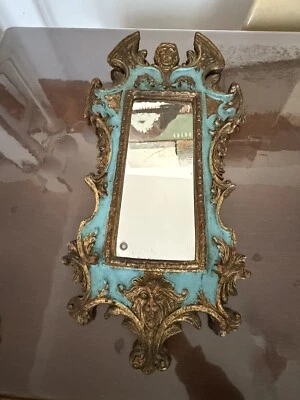 Ancien Miroir italien sculpté à la main, beau miroir antique - Photo 1/4