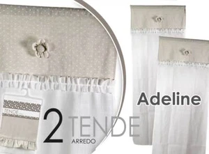 2 Tende Tenda Finestra Beige Porta Interno Coppia Shabby Chic ADELINE 45*150cm - Foto 1 di 9