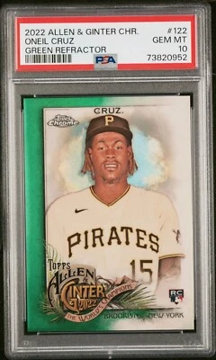 2022 Topps Allen & Ginter Chrome O'Neil Cruz Green Refractor 77/99 PSA 10  - Image 1 of 3