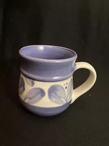 Vintage Pfaltzgraff Coffee Mug Villa Flora Blue/Purple Leaves Pattern Mexico - Picture 1 of 5
