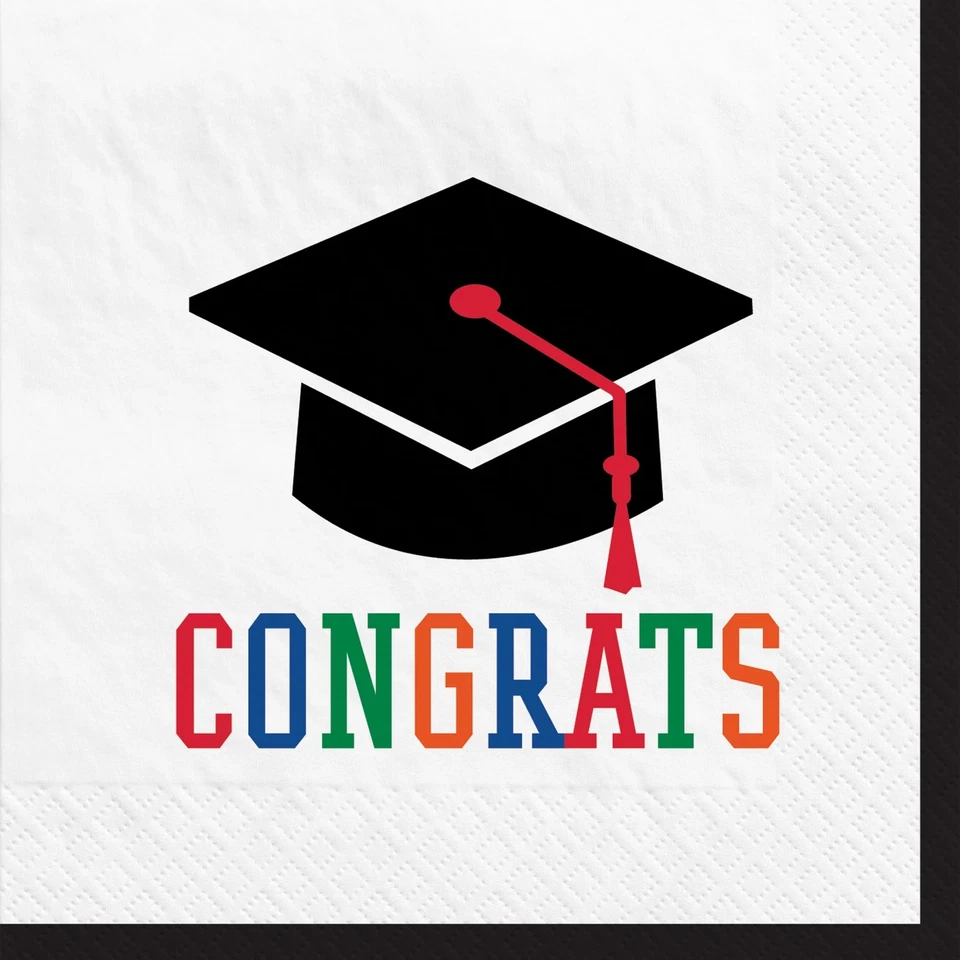 Day to Celebrate School Graduation Theme Party Paper Beverage Napkins - Image 1 of 1