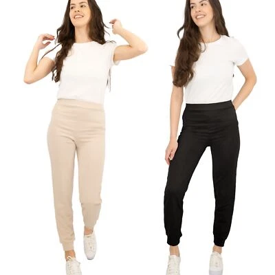 Oasis Womens Joggers Black Beige Tapered Cut Comfy Loungewear Casual Travel - Image 1 of 4