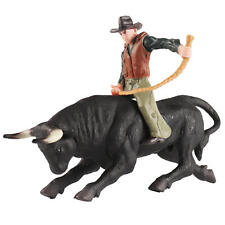 Spanish Bullfighter Cattle Statue Decor Rodeo Cowboy Riding Bull ABS Figurine