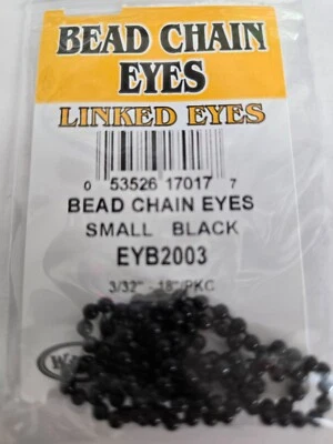 Ojos de cadena de cuentas "negro" pequeño 3/32" 18"/paquete Foto 1 de 2