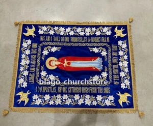Orthodoxes blau besticktes Heiliges Grabtuch englischsprachiges Grabtuch der Theotokos - Bild 1 von 9