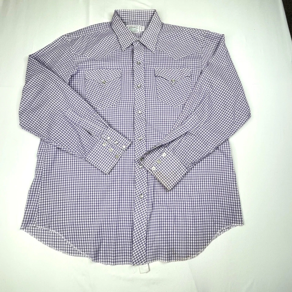 Рубашка мужская H Bar C 35/17,5 фиолетовая западная с длинным хвостом жемчужная на пуговицах - Изображение 1 из 4