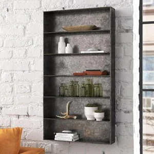 Rustic Industrial Metal Wall Shelf Distressed Galvanized Iron 6-Tier Display - Picture 1 of 11