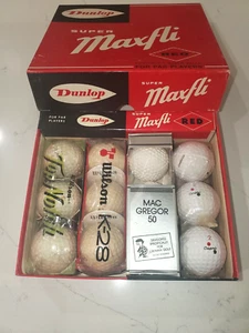 4 VINTAGE GOLFBALLÄRMEL/SÜSSE TOP KERBE MIT SEHR SCHÖNER 70ER MAXFLI DUTZEND BOX - Bild 1 von 4