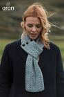 Aran Irish Buttoned Loop Scarf 100% Merino Wool Cable Knit Scarf Made in Ireland