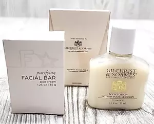Loción corporal de viaje Gilchrist & Soames talla 1,1 oz barra facial 1,25 oz y cristales de baño - Imagen 1 de 10