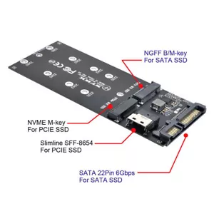 Cablecc SFF-8654 a U2 Kit NGFF M-Key a Slimline SAS NVME PCIe SSD SATA - Foto 1 di 6