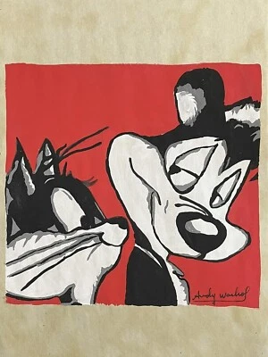 Pintura de arte de dibujo certificada por Andy Warhol vintage firmada original hecha a mano Foto 1 de 4