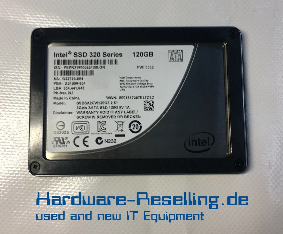 Intel 120GB SSD 3G 2,5" SATA SSDSA2CW120G3 G22723-604	G21056-601 - Bild 1 von 1