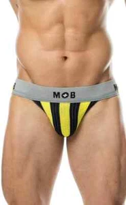 Malebasics Classic Stripe Jockstrap MOB Premium Lycra Jock Yellow MBL108 - Picture 1 of 4