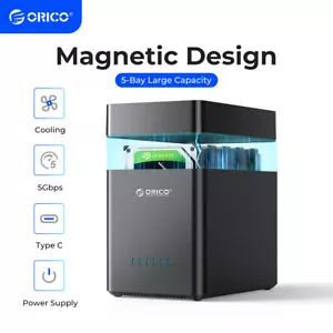 ORICO 5Bay Hard Drive Enclosure 3.5" SATA HDD Docking Station USB3.0/Type C 90TB - Picture 1 of 19