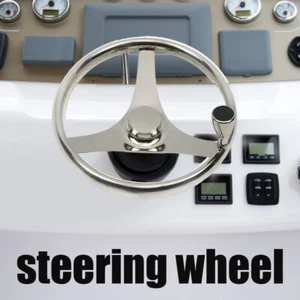 Boat Stainless Steel 3 Spoke 13-1/2 Inch Steering Wheel Boat With Knob - Picture 1 of 7