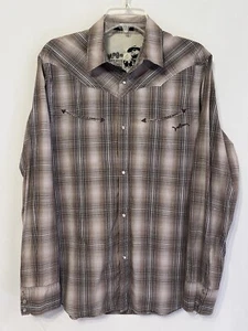 Volcom Herren mittellangarm Druckknopf braun kariert Westernshirt - Bild 1 von 11