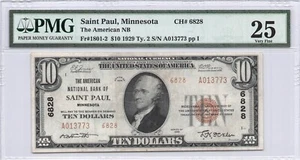 American NB Saint Paul, MN $10.00 1929 PMG 25 Charter 6828 - Picture 1 of 2