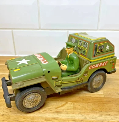 Vintage Japan Tin Toy Combat TV Jeep Working - Image 1 of 4