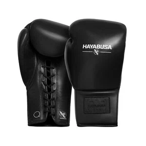 Hayabusa Pro Leather Lace-Up Boxing Gloves for Men and Women 16oz Black - Picture 1 of 7