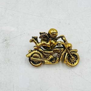 Spilla spilla moto angelo motociclista tono oro CAMCO vintage anni 80 - Foto 1 di 5