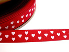 Hearts Ribbon, Offray Red with White Hearts Grosgrain 7/8" wide x 10 yards, 454