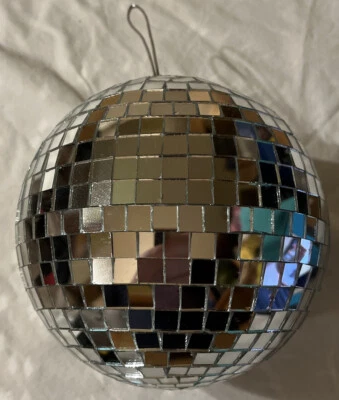 Mirror Disco Ball 7 Inch Silver Hanging Party Disco Ball Decoration Dancing Deco - Image 1 of 4