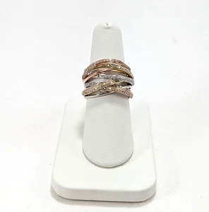 14K Gold Tri-Color Diamond Ring, Size 7 - Picture 1 of 4