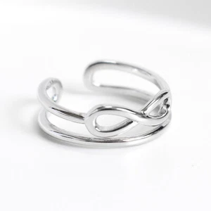 Doppel Ring Unendlichkeit 43 - 48 verstellbar Silber 925 Damen Mädchen - Bild 1 von 4