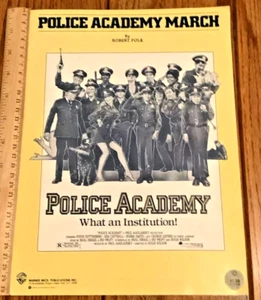Police Academy March Piano Arrangememnt With Guitar 1984 R Folk SC Warner Bros - Picture 1 of 2