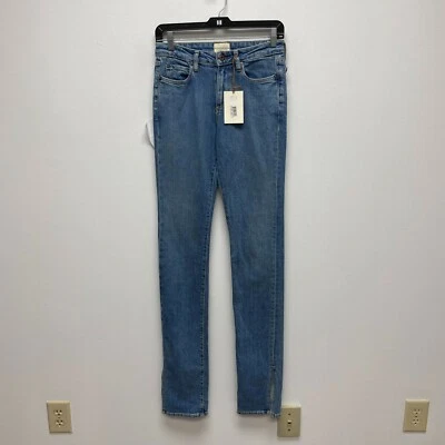 Pantalones de mezclilla ajustados Simon Miller azules tiro alto elásticos dobladillo dividido bajo 25T nuevos Foto 1 de 4