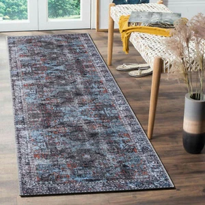 Charcoal Black Hallway Runner Beautiful Corridor Runner Rug Carpet 80x300 - Picture 1 of 8
