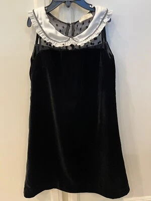 Vestido de fiesta de terciopelo negro talla 10 de diseñador MONNALISA Foto 1 de 4