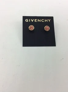 $32 Givenchy Gold Tone Crystal Rose Peach Stud Earrings 18 GE - Picture 1 of 6