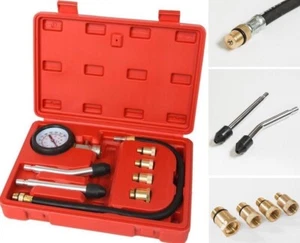 KIT TESTER COMPRESSIONE MOTORE A BENZINA MANOMETRO PRESSIONE CILINDRI AUTO MOTO - Foto 1 di 2