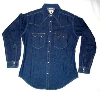 Pepe Jeans Vintage Long Sleeved Denim Shirt in Blue with Sawtooth Pockets Size M - Image 1 of 4