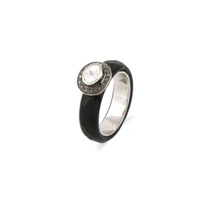 Anillo de compromiso de plata 925 con diamantes de talla rosa, joyería fina... - Imagen 1 de 5