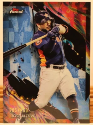2024 Topps Finest Jose Altuve Uncommon Sky Blue Refractor  #'d /250 - Image 1 of 4
