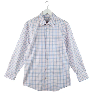 Haggar Mens Pink Check Smart Casual Non Iron Slim Fit Shirt Size Medium M - Picture 1 of 16
