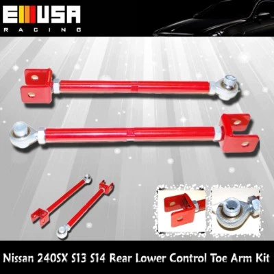 For 1989-1994 Nissan 240SX S13 S14Rear Lower Control Toe Arm Kit RED - Image 1 of 4