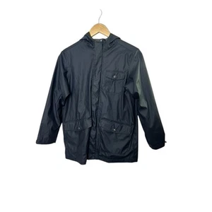 Gap Kids True Navy Blue Uniform Slicker Raincoat Jacket Snap Full Zip Sz L 10 - Picture 1 of 7