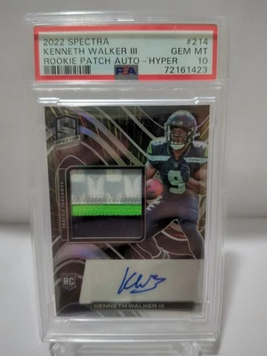 2022 Panini Spectra - Rookie Patch Autographs Kenneth Walker III  10/75 PSA 10 - Image 1 of 2
