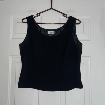 Blusa Le Suit Top Mujer 10P Negra Sin Mangas Concha Carrera Diaria Oficina Trabajo Foto 1 de 4