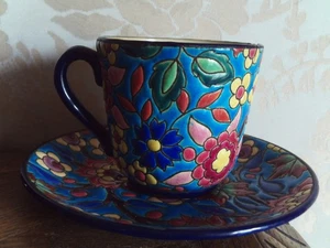 Ancienne tasse en émaux de  Longwy    vers 1900 - Imagen 1 de 15