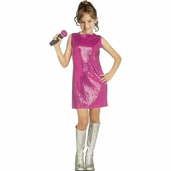 Niñas Divertido Mundo POP STAR Lentejuelas PERFORMER Disfraz Talla S M L Micrófono Nuevo con Etiquetas Foto 1 de 1