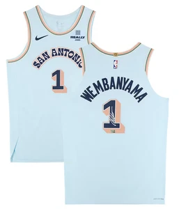 Victor Wembanyama Autographed Spurs Authentic Light Blue City Ed Jersey Fanatics - Picture 1 of 5