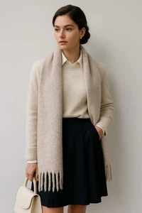 Zara Damen Wollmischung Grob Fransen Schal Halstuch Größe M Kuschelig Warm - Bild 1 von 7