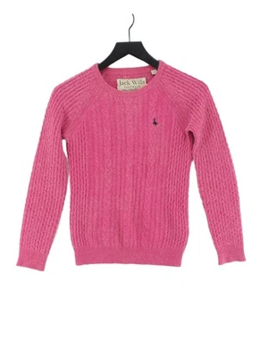 Jack Wills Women's Jumper UK 6 Pink Striped Wool with Cotton Round Neck Pullover - Image 1 of 4